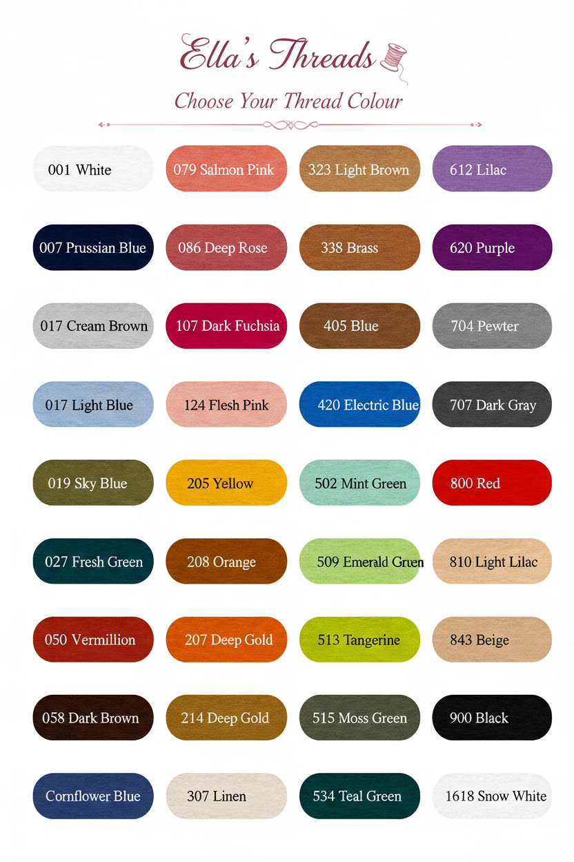 Ella's Threads 40 Colour Chart