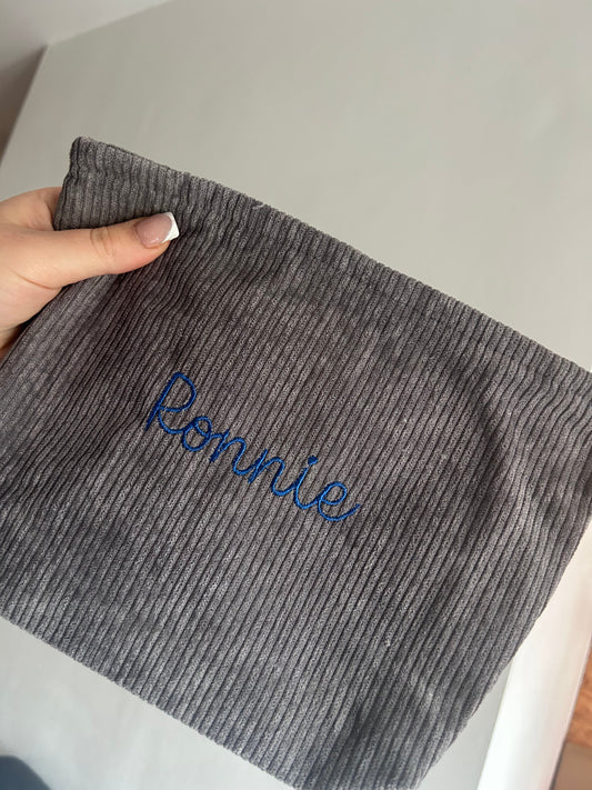 Corduroy Nappy Bag - personalised with a name