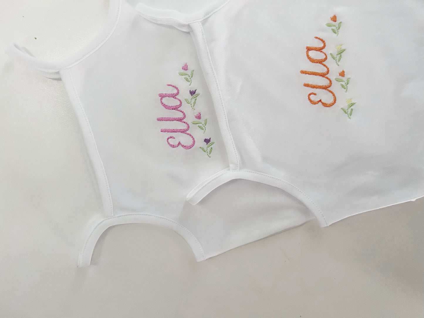 Girls vests - personalised with a name and any small design
