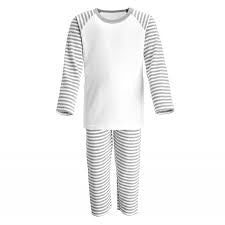 Grey Long sleeve stripe pyjamas- birthday personalisation