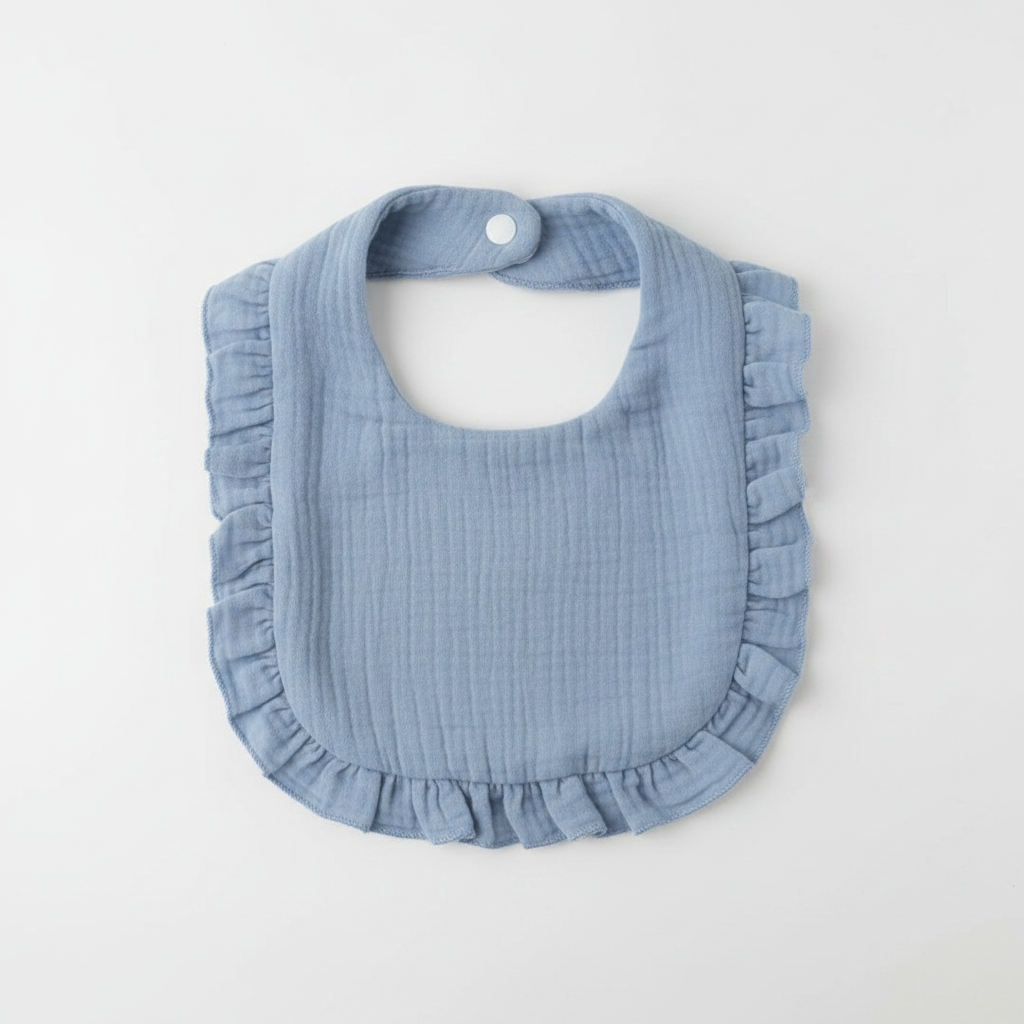 Plain blue muslin bib