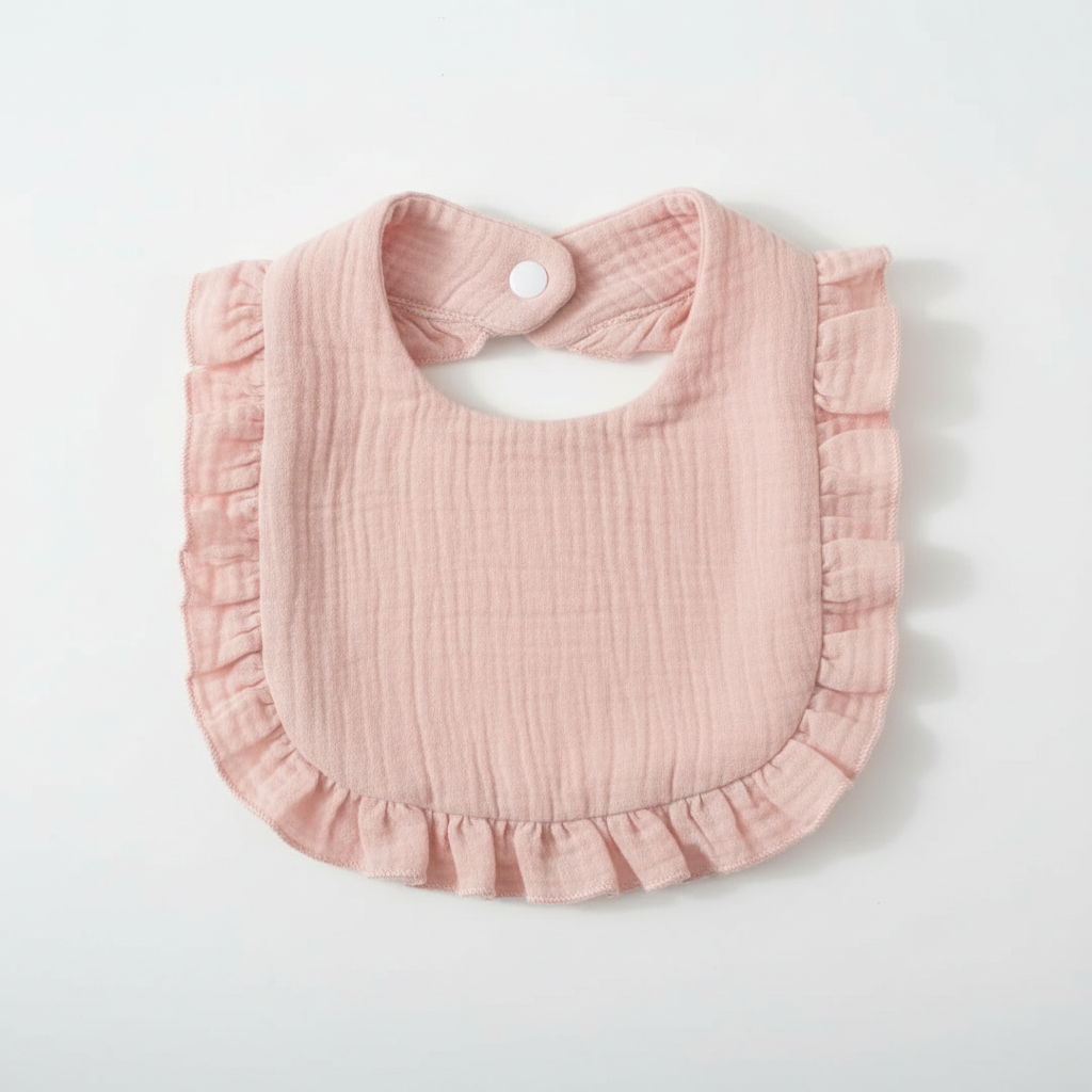 Plain pink muslin bib